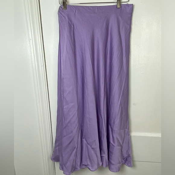 L'AGENCE Clarisa Bias Lilac Satin Slip Lavender Purple Midi Luxury Skirt - Picture 2 of 6